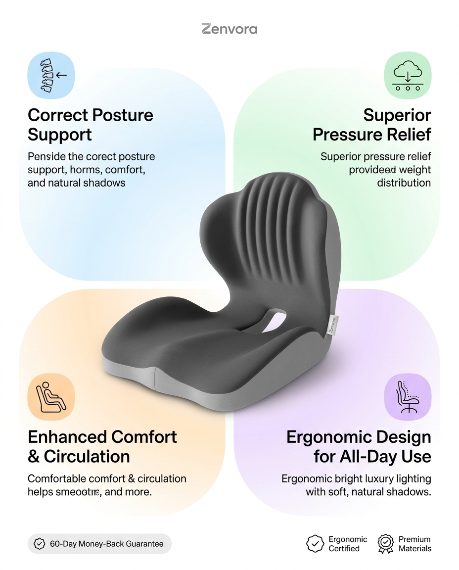 Zenvora Ergonomic Seat Cushion™